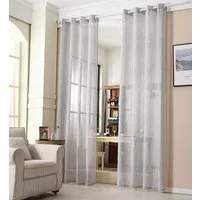 Woltu Gardine (2 St), Kräuselband, halbtransparent, 2er-Set mit Kräuselband Leinen Optik