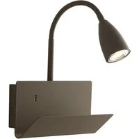 Luce Ambiente Design LED Wandleuchte mit Ablage & USB Ladefunktion,B. 23cm, USB-Ladefunktion, LED wechselbar, warmweiß, Wandlampe mit Schalter für Bett Nachttisch Schwanenhals Leselampe Wand