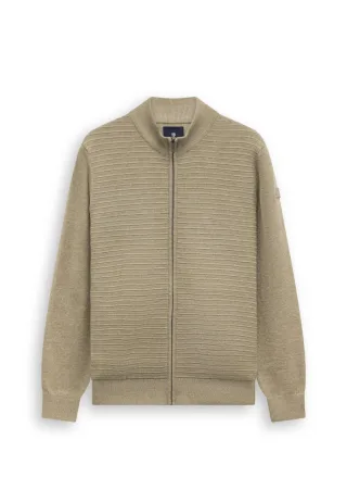 State of Art - Strickjacke mit Stehkragen braun - Gr. - M