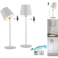 JUST LIGHT LED Tischleuchte BOTERIA - Set 2 Stück, inkl. Flaschenaufsatz, Memoryfunktion, LED fest integriert, Warmweiß, Akkubetrieben, aufladbar, magnetisch, dimmbar, In- und Outdoor