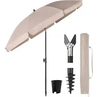 Sekey Sonnenschirm Ø180 cm Balkonschirm Terrassenschirm mit Schutzhülle und Bodenhülse, LxB: 180,00x180,00 cm, UV-Schutz 50+, höhenverstellbar, beidseitig um 30° knickbar