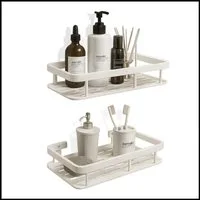 LIVINA HOME Duschablage ohne Bohren, Duschablage zum hängen, Duschkorb in schwarz, 2-tlg., Badregal, Duschregal, Duschzubehör, Badezimmerorganizer, +4 Haken