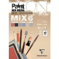 CLAIREFONTAINE Zeichenpapier 4x PaintON-MIX6 24 Blatt 6x4Bl A5 976014C, Block