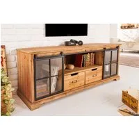 riess-ambiente Lowboard HERITAGE 160cm natur - Pinienmassivholz, Metall, Stauraum, TV Board (Einzelartikel, 1 St), Industrial Vitrine - ideal für Landhaus Arbeits-, Schlaf- & Wohnzimmer
