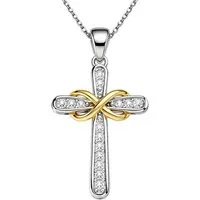Limana Kreuzkette Mädchen Damen Kette Kreuz 925 Silber Unendlichkeit Geschenk (Frauen Mama Ehefrau Freundin Schmuck inkl. Dose), Geburtstag Kommunion Muttertag Valentinstag Weihnachten