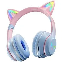 ibettertec Kinder-Kopfhörer mit LED-Leuchten Over-Ear-Kopfhörer Bluetooth-Kopfhörer (Katzenohr-Headset für Mädchen, kompatibel mit Tablet/Computer/Telefon, Bluetooth-Headset mit RGB-Lichtern)