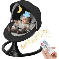 Insma Babywippe elektrisch Babyschaukel 5 Gang Schaukelstuhl Baby, 5-Punkt Sicherheitsgurt, 0-6 Monat max. 9kg