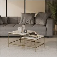 Vicco Couchtisch Ramio, Weiß/Gold, 60 x 60 cm 2 Teile (2-St)