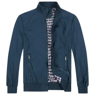 Heren Bomberjack met opstaande kraag, overgangsjack voor de herfst, casual sportjack donkerblauw