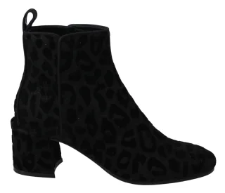 Dolce & Gabbana Schwarz Leopard Kurze Stiefel