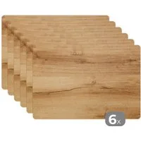 MuchoWow Platzset Holzoptik/print - Braun - Holz, (6-St), Platzsets, Tischset, Abwaschbar, Tischsets, Platzdeckchen