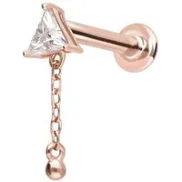 PIERCINGLINE Piercing-Set 14 Karat Gold Labret mit Push Fit MOISSANIT-DREIECK + KETTE (Labrets, 1-tlg)