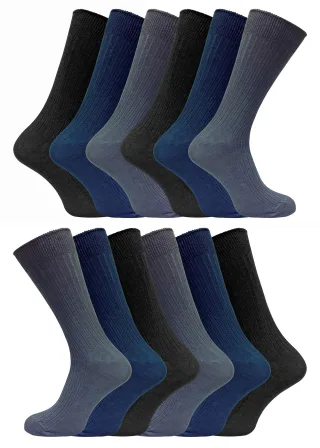 12 Paar Multipack Herren 100% Baumwolle Socken | Sock Snob | Ribbed Dress Socks - BNG