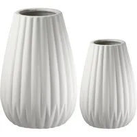Casablanca by Gilde Tischvase 2tlg. Set Vase Piega weiß H.17 cm (1 St), 2-teiliges Set aus Porzellan, weiß