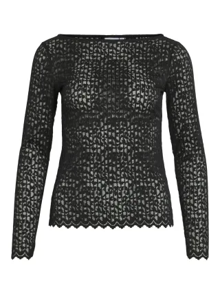 VILA - VIROMINA BOATNECK L/S TOP/TES black beauty - Gr. - XS