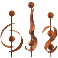 Kobolo Gartenstecker Dekostecker 3er Set RUSTY in Rostoptik