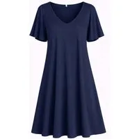ITALY VIBES Sommerkleid - Kleid - Midikleid - Tunikakleid Damen - Schlupfkleid mit Flügelärmel ONE SIZE / passend für Größe M - XXL