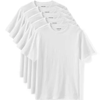 Kurzarm-Shirt mit Rundausschnitt im 5er-Set für Herren, Herren, size: regular, Weiß, by Lands' End