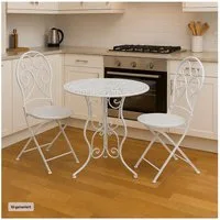 HTI-Living Küchentisch Essgruppe 3-teilig Lani Weiß (Set, 3-St., 1x Tisch, 2x Stühle), Sitzgruppe Metall