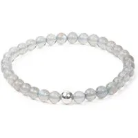 MayTree Armband Armband echter Mondstein Grau Blau (Stück, 1-tlg), Perle aus 925Silber