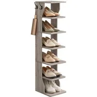VASAGLE Schuhregal Standregal, platzsparend, für Eingangsbereich, Ecke, Schuhablage, schmal, mit 7 Ebenen, 30 x 26,4 x 110,4 cm