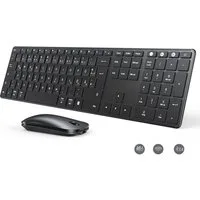 Seenda SKM64-3 Leise Bluetooth Tastatur mit Maus Wiederaufladbare Tastatur- und Maus-Set, (Set, 2 St., Ultradünne Leise Tastatur Maus Set kabellos), Dualmodus, Aufladbar und aus Metall