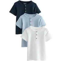 Next Henleyshirt Kurzarm-T-Shirt mit Henley-Ausschnitt, 3er-Pack (3-tlg)