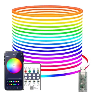 Elfeland 1~5m RGB LED Neon Light Strip USB 5V Music Sync IP65 Waterproof DIY Decorative Lighting for Indoor Outdoor Part