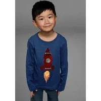 KIDSWORLD Langarmshirt Rakete aus Wendepailletten langärmelige, Basic-Passform, aus Jerseystoff, aus Baumwolle