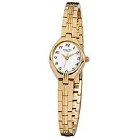 Regent Quarzuhr Regent Damen-Armbanduhr gold Analog F-303, (Analoguhr), Damen Armbanduhr oval, klein (ca. 18x22mm), Edelstahl, ionenplattiert