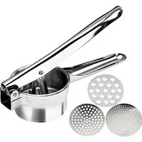 Intirilife Kartoffelpresse (1 St), Edelstahl, Edelstahl Kartoffelstampfer Spätzlepresse Silber