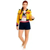 Fiestas Guirca Kostüm Kpop Sängerin Kostüm für Damen gelb-blau