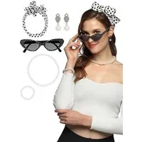 Widdmann Kostüm Rockabilly Accessoire-Set, Sonnenbrille, Tuch und Schmuck für den richtigen 50s Rock'n'Roll-Look