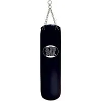 BAY-Sports Boxsack Sandsack 120 cm Erwachsene schwarz ungefüllt groß Boxen Kickboxen MMA (Stück), inkl. Verchromter 4-strahlige Stahlkettenaufhängung mit Drehwirbel.