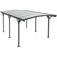 Juskys Einzelcarport Unterstand mit gebogenem Dach 5 x 3 m, BxT: 302x505 cm, 226 cm Einfahrtshöhe, Bogendach mit UV Schutz, hohe Wind und Schneelast