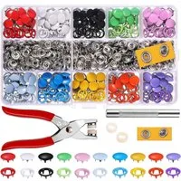 MOPUEA Druckknopf 200 Sets Edelstahl Druckknöpfe Mit Zange Druckknopf Set Ohne Nähen, Für DIY Kleidung Reparatur Druckknöpfe 9,5 mm 10 Farben