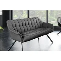 riess-ambiente Sitzbank PAPILLON 165cm anthrazit - Flachgewebe, Metall-Füße, mit Armlehne (Einzelartikel, 1-St), gepolsterte Bank mit Rückenlehne – ideal für Esstisch, Küche & Flur