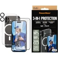 PanzerGlass Displayschutzglas 3-in-1 Protection für Apple iPhone 16, Set, 3 Stück, Displayschutzfolie, Set, Kameraglas, Cover, MagSafe, kratz- & stoßfest