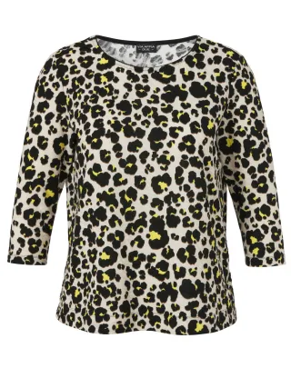 VIA APPIA DUE - T-Shirt mit 3/4-Arm und Animal-Print schwarz - Gr. - 52
