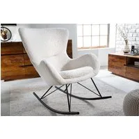 riess-ambiente Schaukelstuhl SCANDINAVIA SWING weiß / schwarz (Einzelartikel, 1 St), Wohnzimmer · Bouclé · Metall · Teddystoff · Schlafzimmer