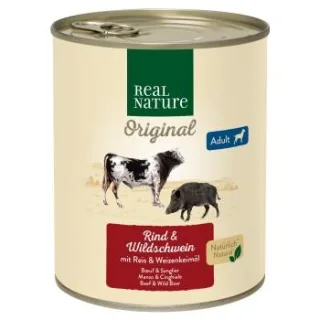 REAL NATURE Nassfutter Hund Adult Rind und Wildschwein 6x800 g