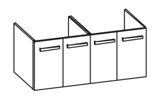 Artiqua 413 Waschtischunterschrank für Acanto 500627, 500628 Eiche Weiß quer NB, 413-WU4T-K170-7185- 413-WU4T-K170-7185-440