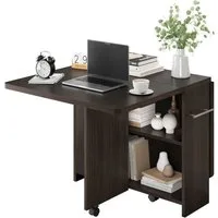 GarveeMore Esstisch klappbarer mit 2 Ablageflächen für 4 Personen, Küchentisch erweiterbar für Esszimmer,Küche,Büromöbel