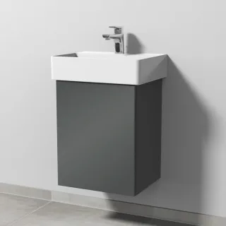 Sanipa 3way Waschtischunterbau zu Duravit Dura Square Waschtisch mit 1 Tür, Anthrazit-Glanz SF42479