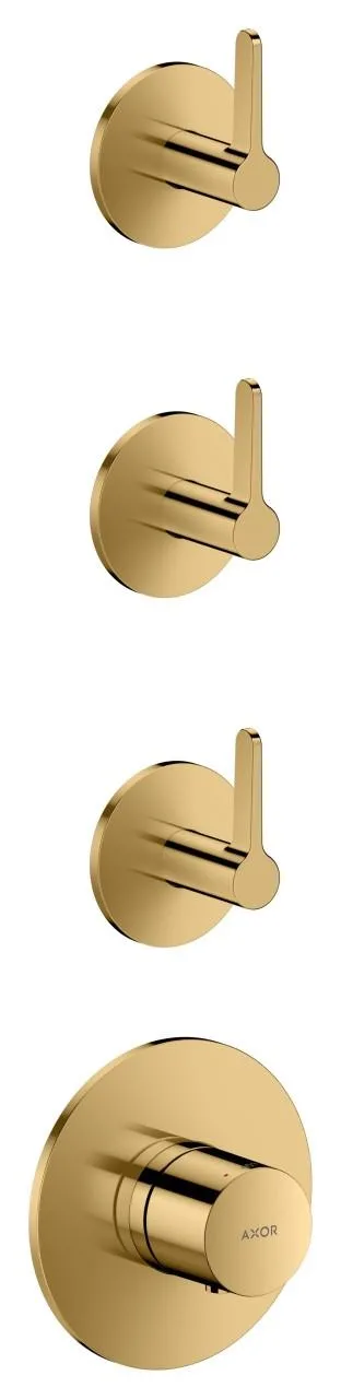 Hansgrohe Thermostatmodul Unterputz AXOR One für 3 Verbraucher mit Hebelgriff polished gold optic 48723990