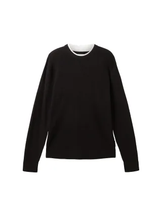 Denim Tom Tailor - Strickpullover mit Struktur black - Gr. - M