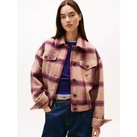 Tommy Jeans Hemdjacke TJW WOOL TRUCKER JACKET Materialmix, mit Wolle