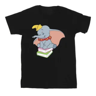 Disney - "Dumbo Sitting On Books" T-Shirt für Mädchen (Schwarz)