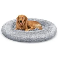 FEANDREA Hundebett flauschig, Katzenbett, Donut Kissen, waschbar, Polsterung in der Mitte herausnehmbar, 120 cm Durchmesser