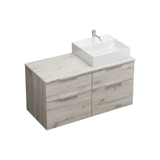 Burgbad Keramik Waschtisch-Set Eqio Eiche Dekor Silber/Alpinweiss, SGUS120RF6015C0001 SGUS120RF6015C0001